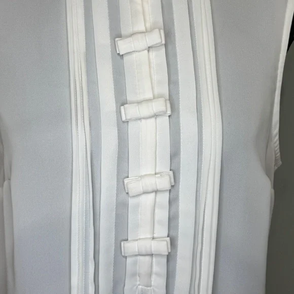 White House Black Market Bow Button up Dressy Blouse Business Casual Shirt Top M - Picture 3 of 9